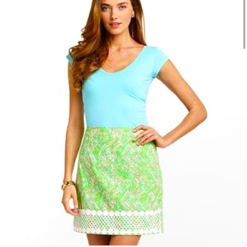 Lilly Pulitzer chomp chomp crocodile green skirt 8